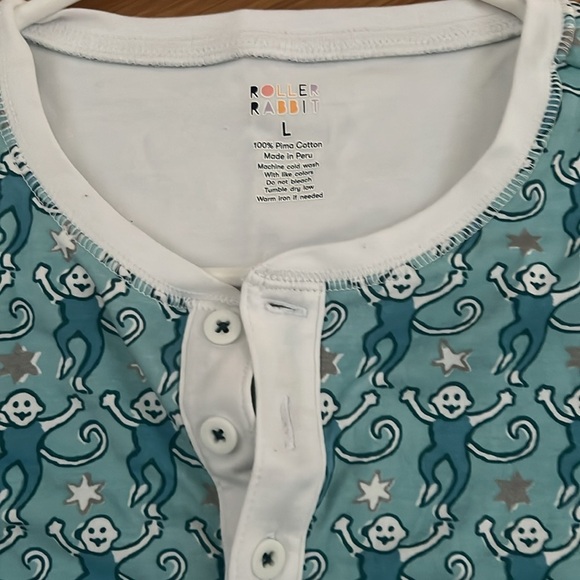 NWOT Roller Rabbit 
Star Monkey Pajamas set Hanukkah Holiday Large - Picture 3 of 8